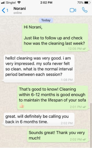 client testimonial in whatsapp